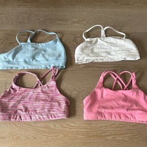 Athleta Girls Sports Bras in Blue, White, Pink, and Multicolor